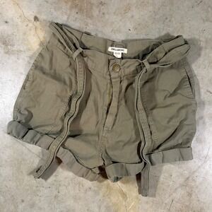 Billabong Womens Olive Green High Waisted Belted Cuffed Twill Shorts Size 29